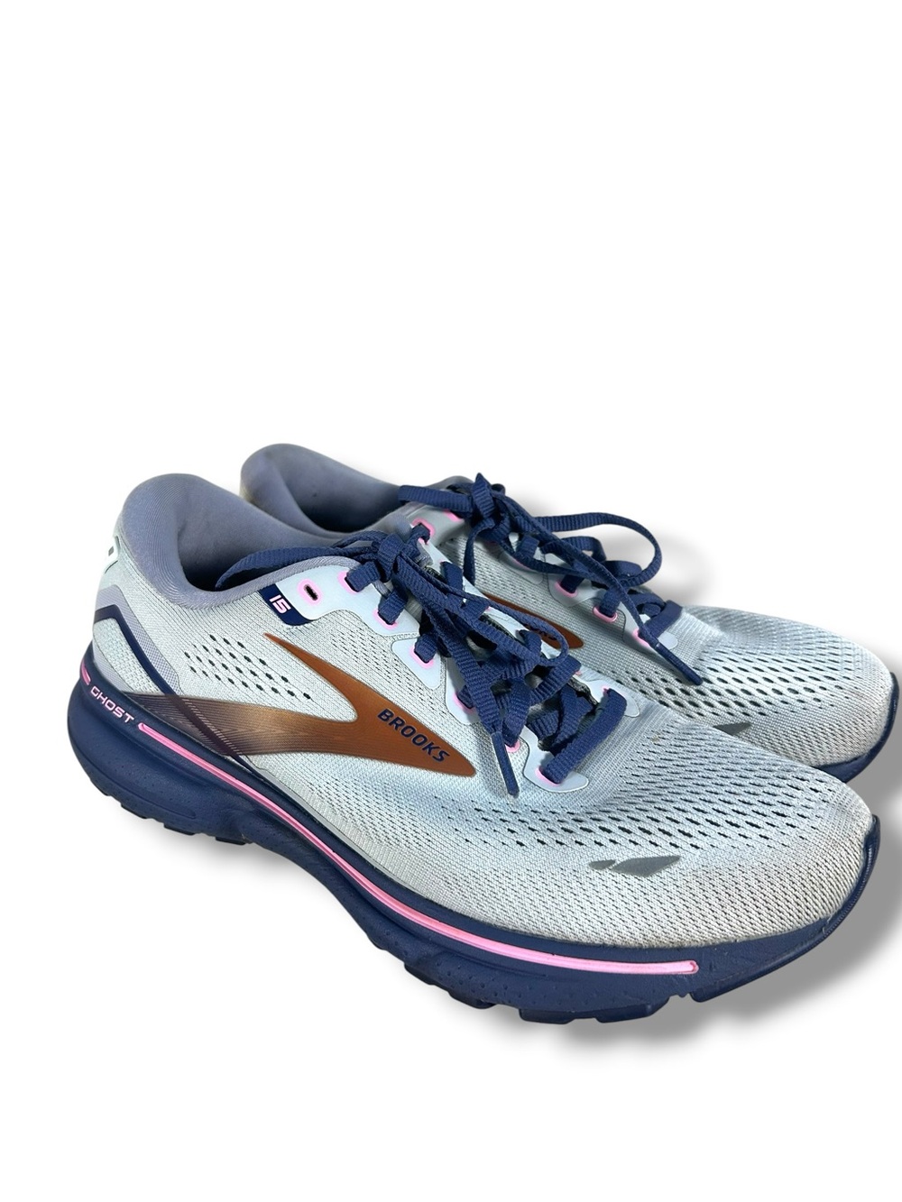 Brooks Women's Ghost 15 Running Sneakers Spa Blue Neo Pink Size 8 Wide